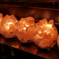 himalayan pink salt rock  lamp bowl  crystal authentic real aromatherapy  square glass stone gift