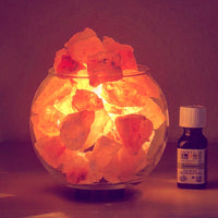 himalayan pink salt rock  lamp bowl  crystal authentic real aromatherapy  square glass stone gift
