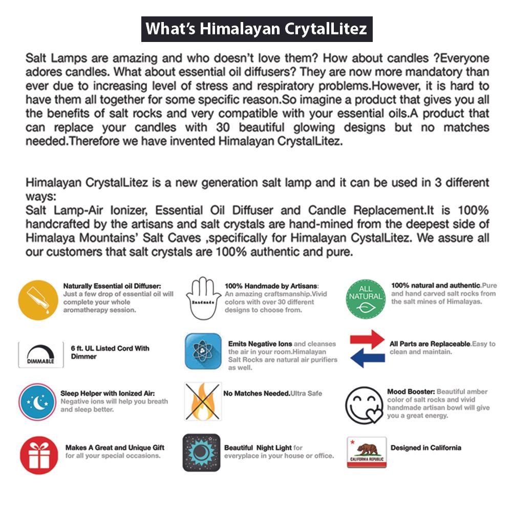 Himalayan CrystalLitez Aromatherapy Salt Lamp with Dimmer Cord (Hamsa) - himalayancrystallitez.com