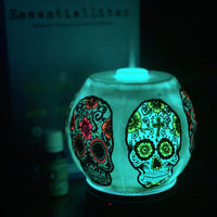 sugar skull essential oil diffuser lamp aroma mister handmade gift sleep helper color changing safe led 