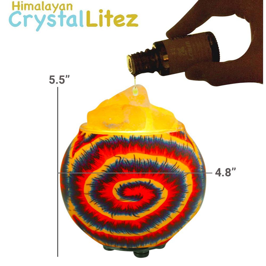 Himalayan CrystalLitez Aromatherapy Salt Lamp with Dimmer Cord (Tie Dye) - himalayancrystallitez.com